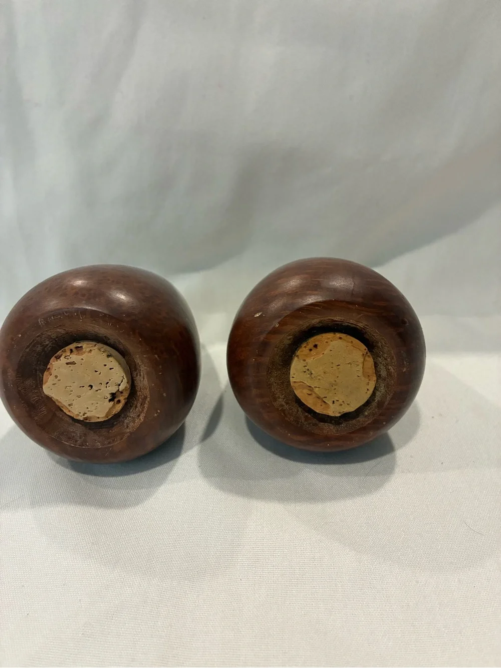 Wooden Salt/Pepper Shakers Mid Century Modern Classic Round Redwood Shakers